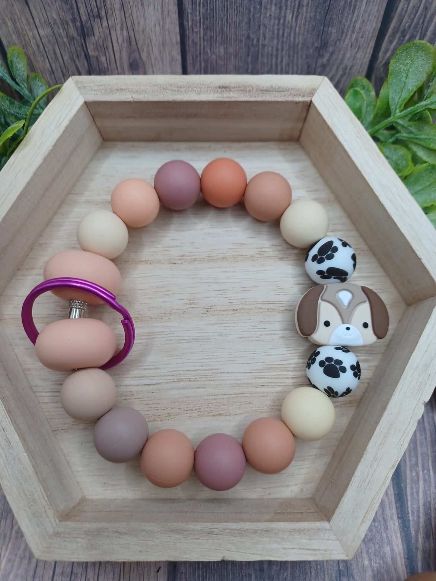 Brown Silicone Beaded Dog Wristlet