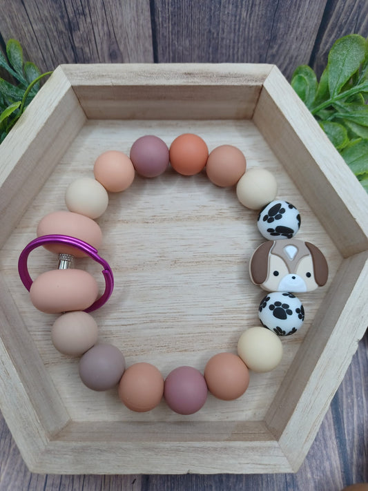 Brown Silicone Beaded Dog Wristlet