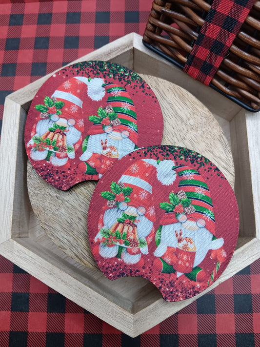 Christmas Gnomes Car Coaster Set