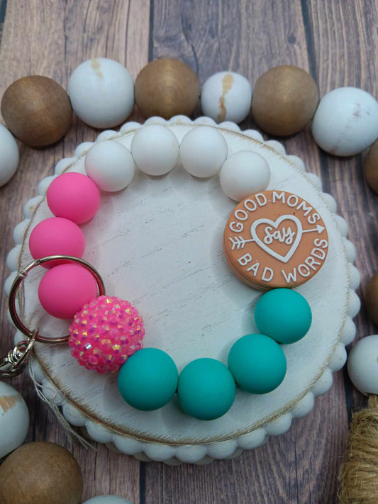 Good Moms Say Bad Words Beaded Wristlet