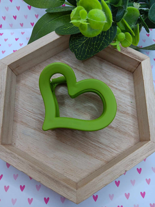 Green Heart Hair Claw Clip