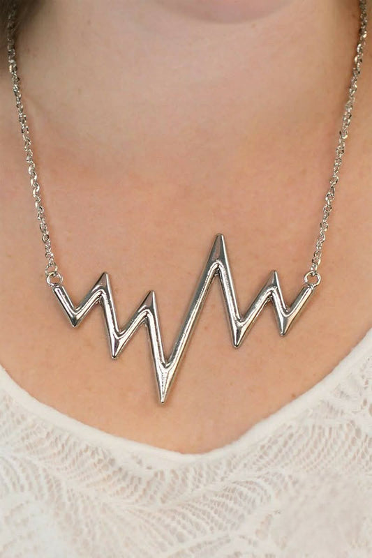Silver Heartbeat Style Necklace