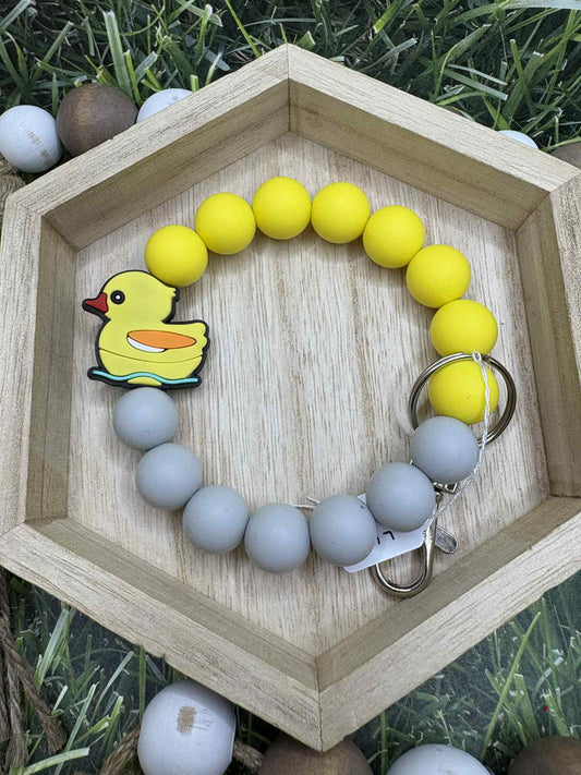 Yellow Duck Beaded Wristlet Keychain