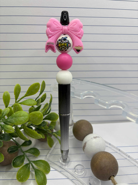 Pink Bow Beaded Ink Pen