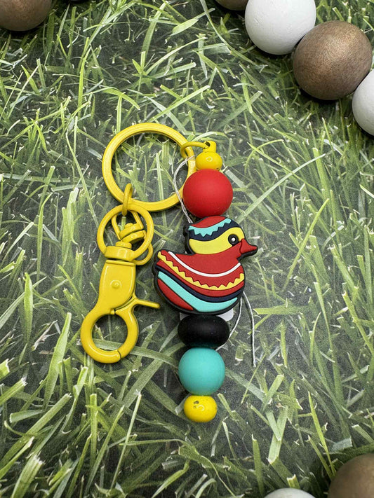 Multicolored Duck Beaded Keychain