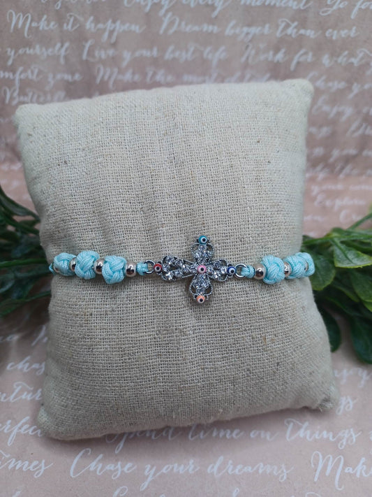 Blue Cross Bracelet