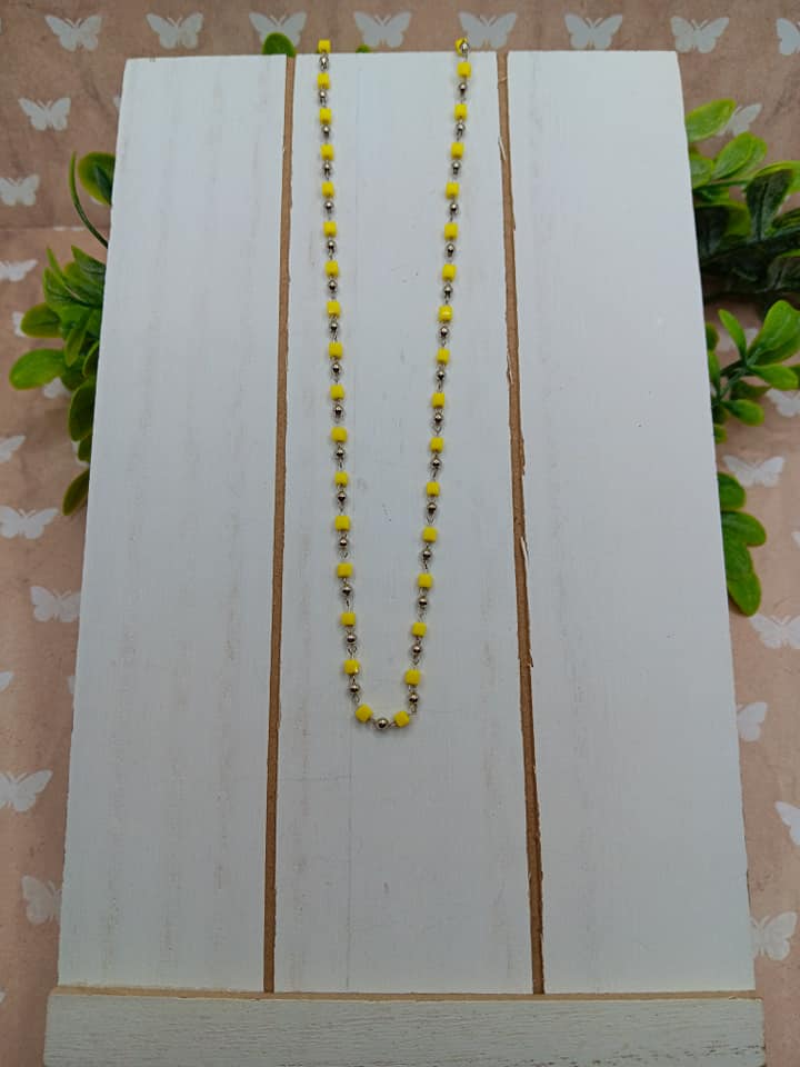 Silver & Yellow Beaded Necklace
