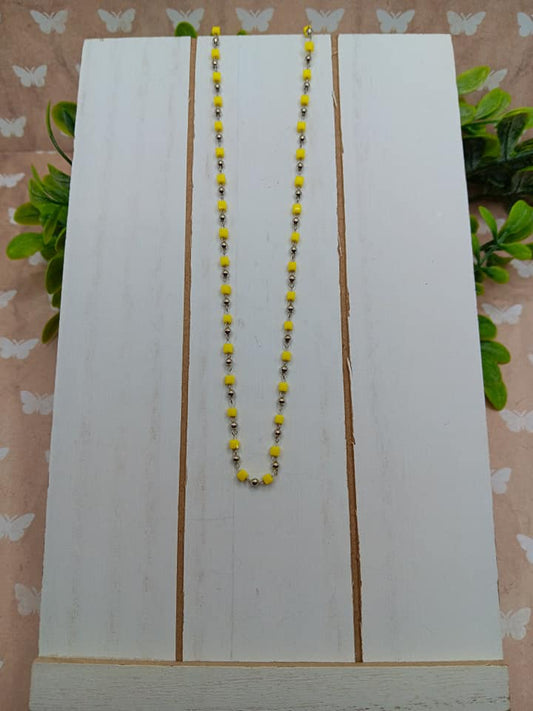 Silver & Yellow Beaded Necklace