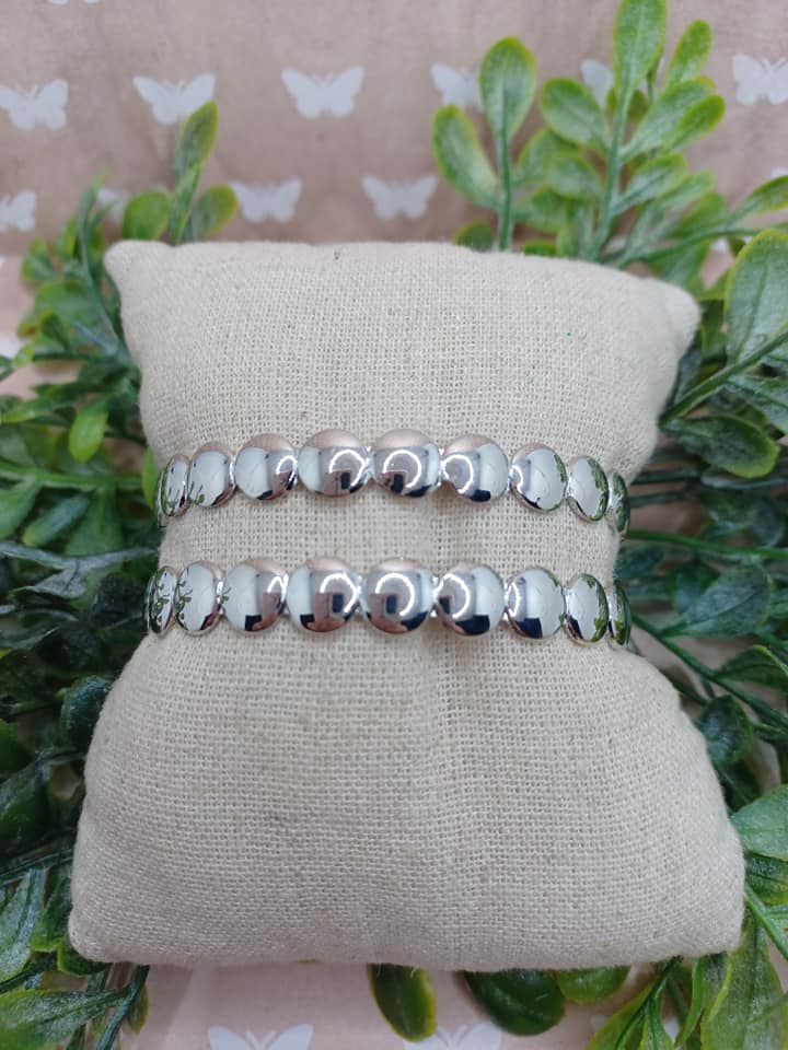Silver Double Layered Bracelet w/ Circle Details
