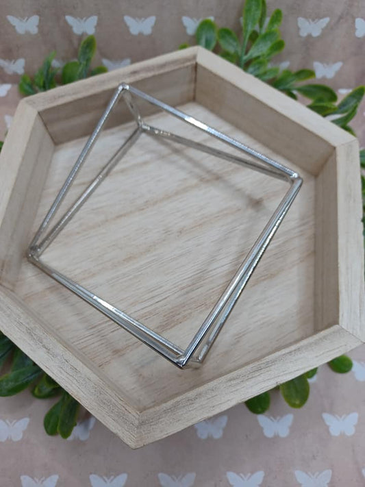 Silver Box Style Bangle Bracelet