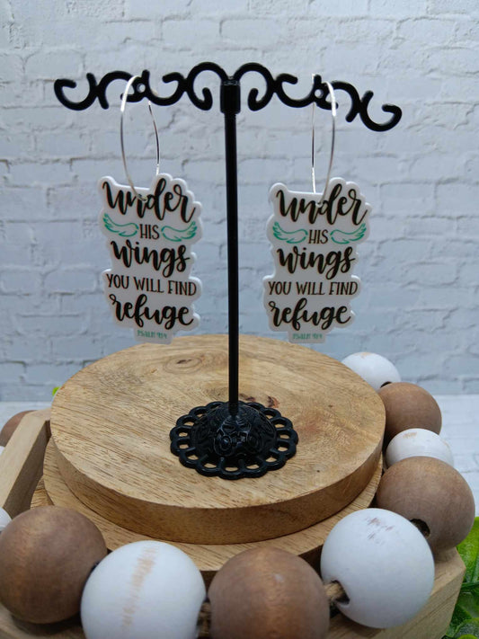 Under His Wings You will Find Refuge Earrings