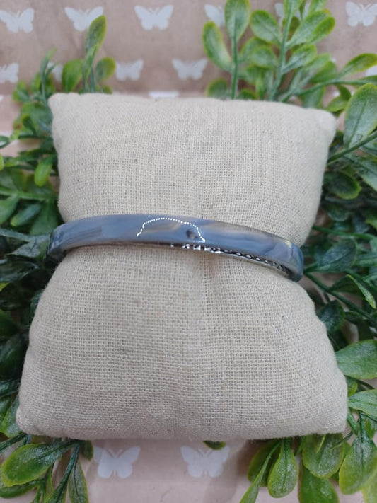Silver & Grey Acrylic Cuff Style Bracelet