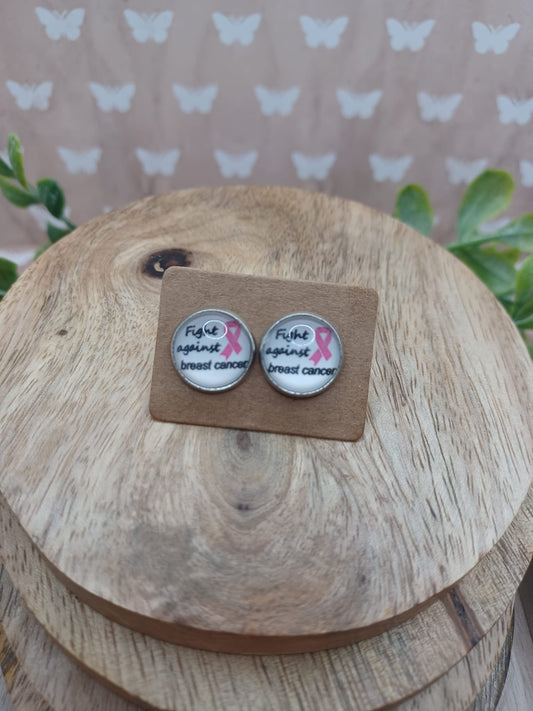 Fight Against Breast Cancer Pink Ribbon Earings