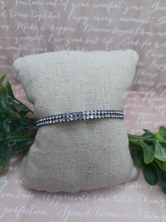 Gunmetal Bracelet w/ White Rhinestones