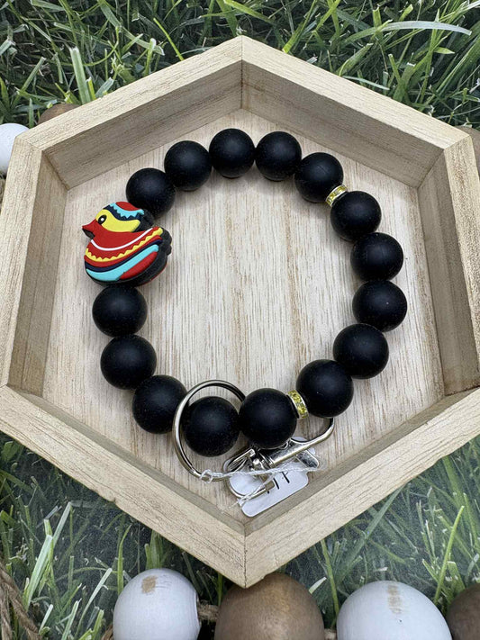 Multicolored Beaded Duck Wristlet Keychain