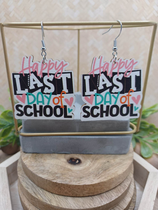 Happy Last day of School Wooden Earrings