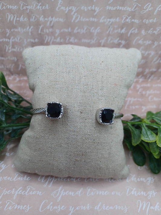 Silver Bracelet w/ Black Rhinestones