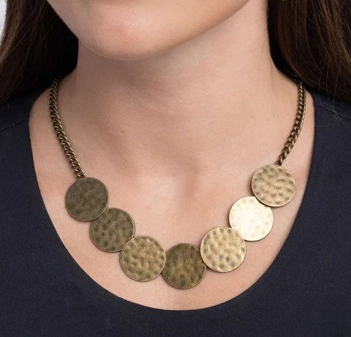 Brass Necklace w/ Brass Coin Style Design