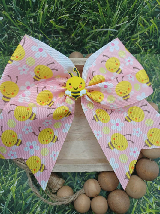 Pink Bee Patterned Hair Accessory w/ Bumble Bee Detail