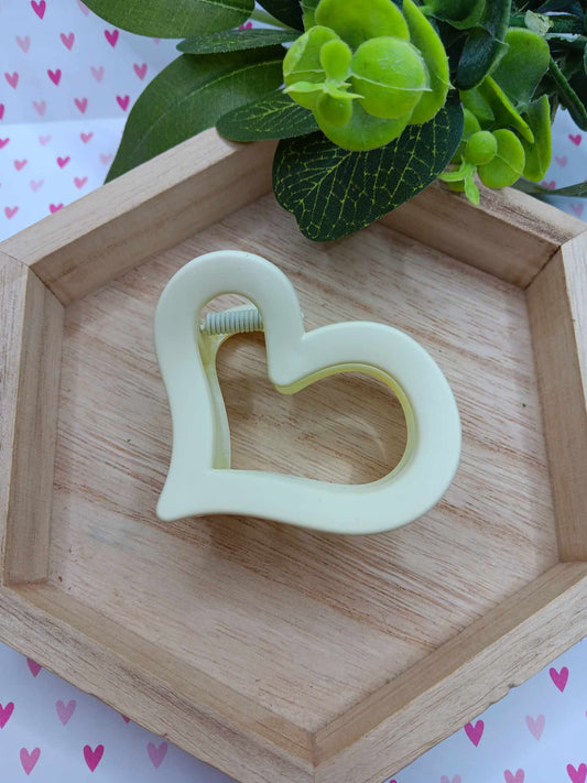 White Heart Hair Claw Clip