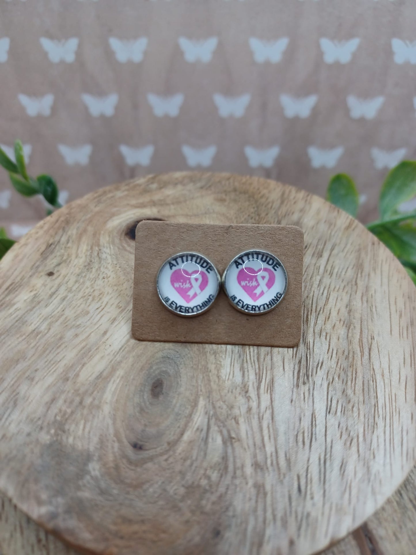Attitude is Everything Breast Cancer Awareness Earrings