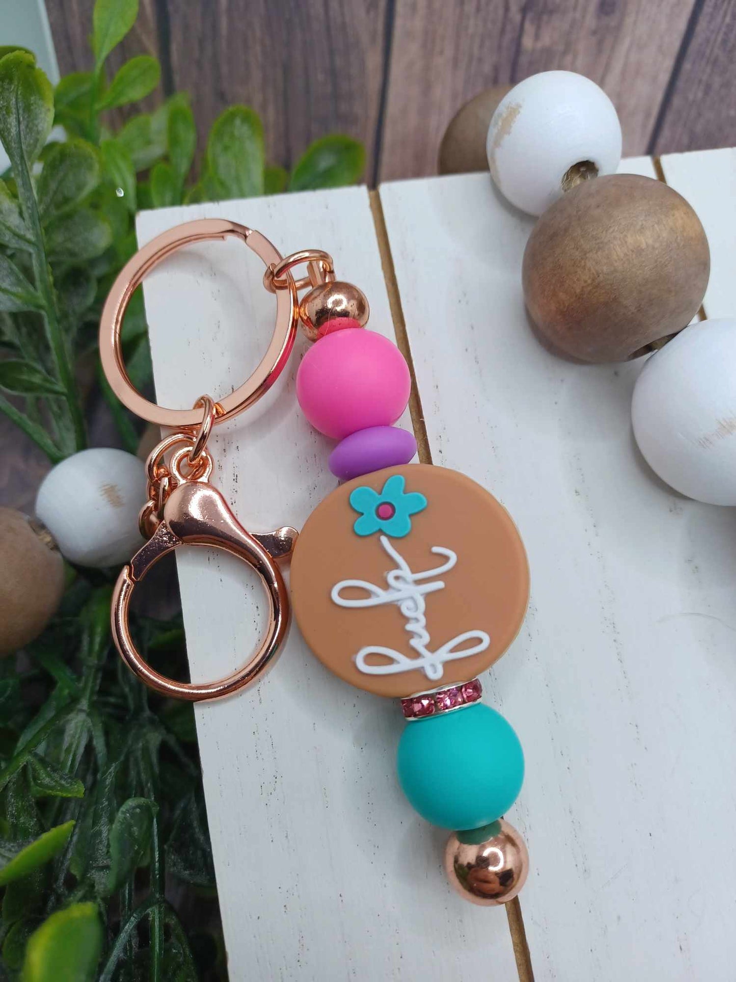 PREORDER - Good Moms Say Bad Words Beaded Keychain