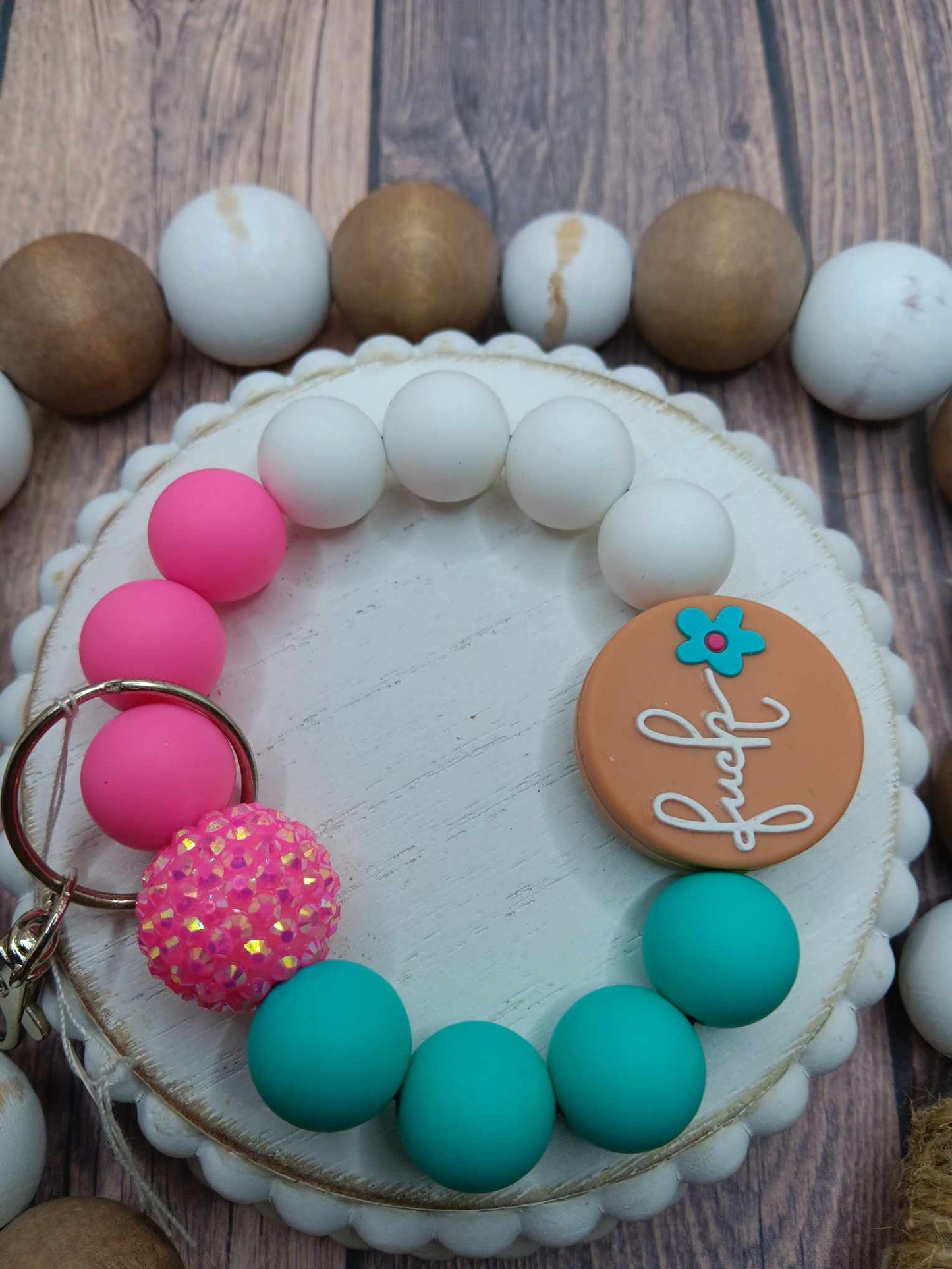 Good Moms Say Bad Words Beaded Wristlet