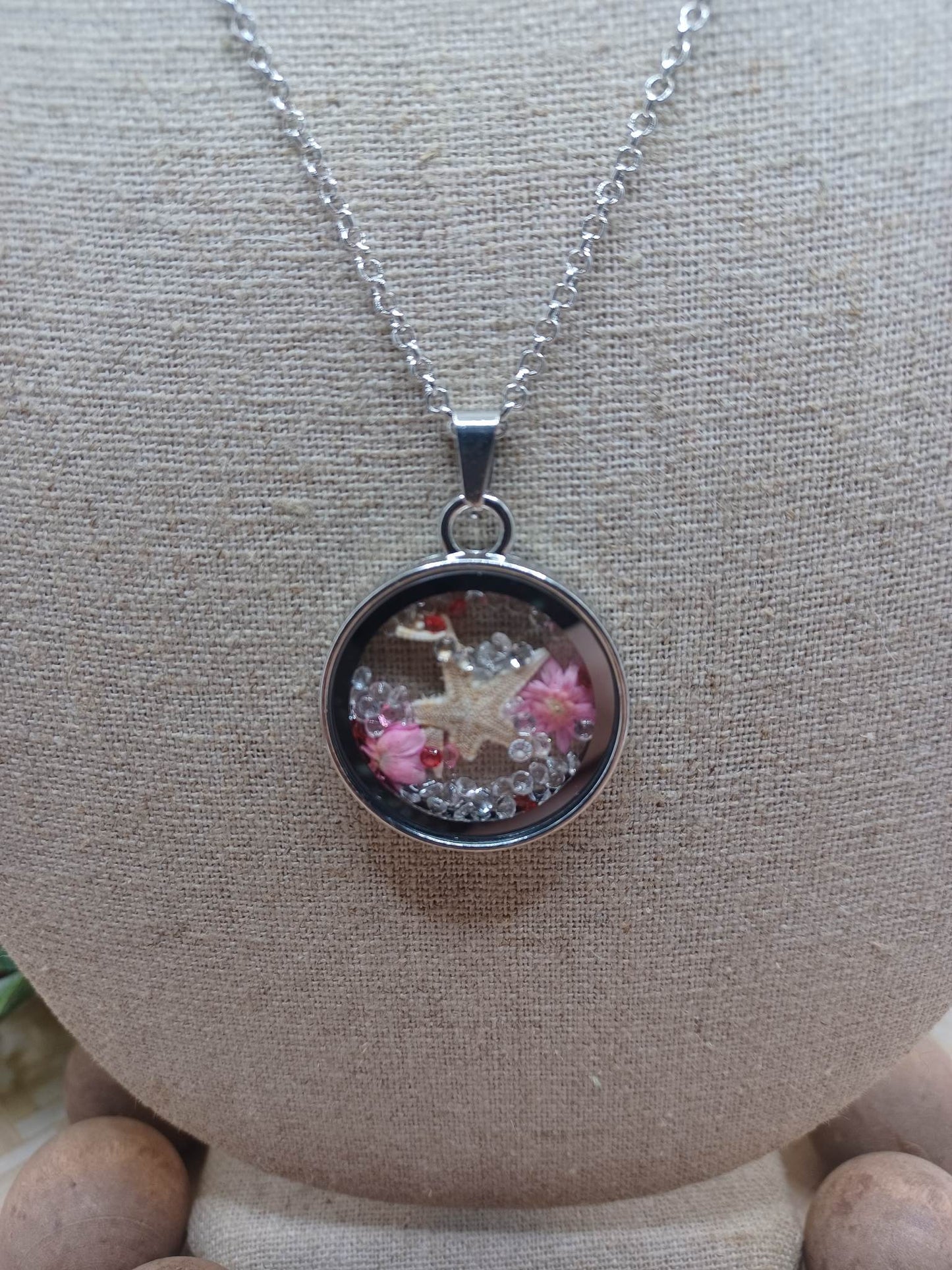 Silver Necklace w/ Beach Themed Charm Pendant