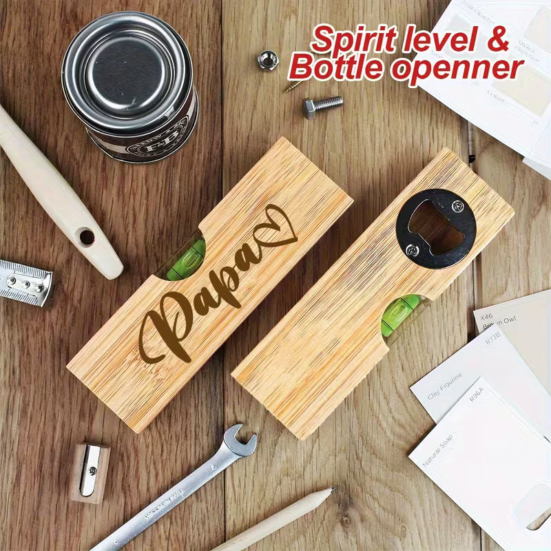 Papa Wooden Engraved Level Tool