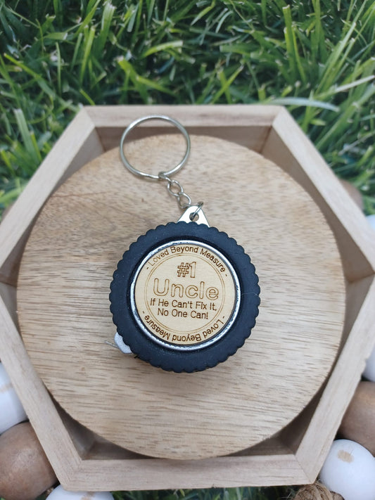#1 Uncle - If He Cant fix it No one Can Tire Measuring Tape Keychain