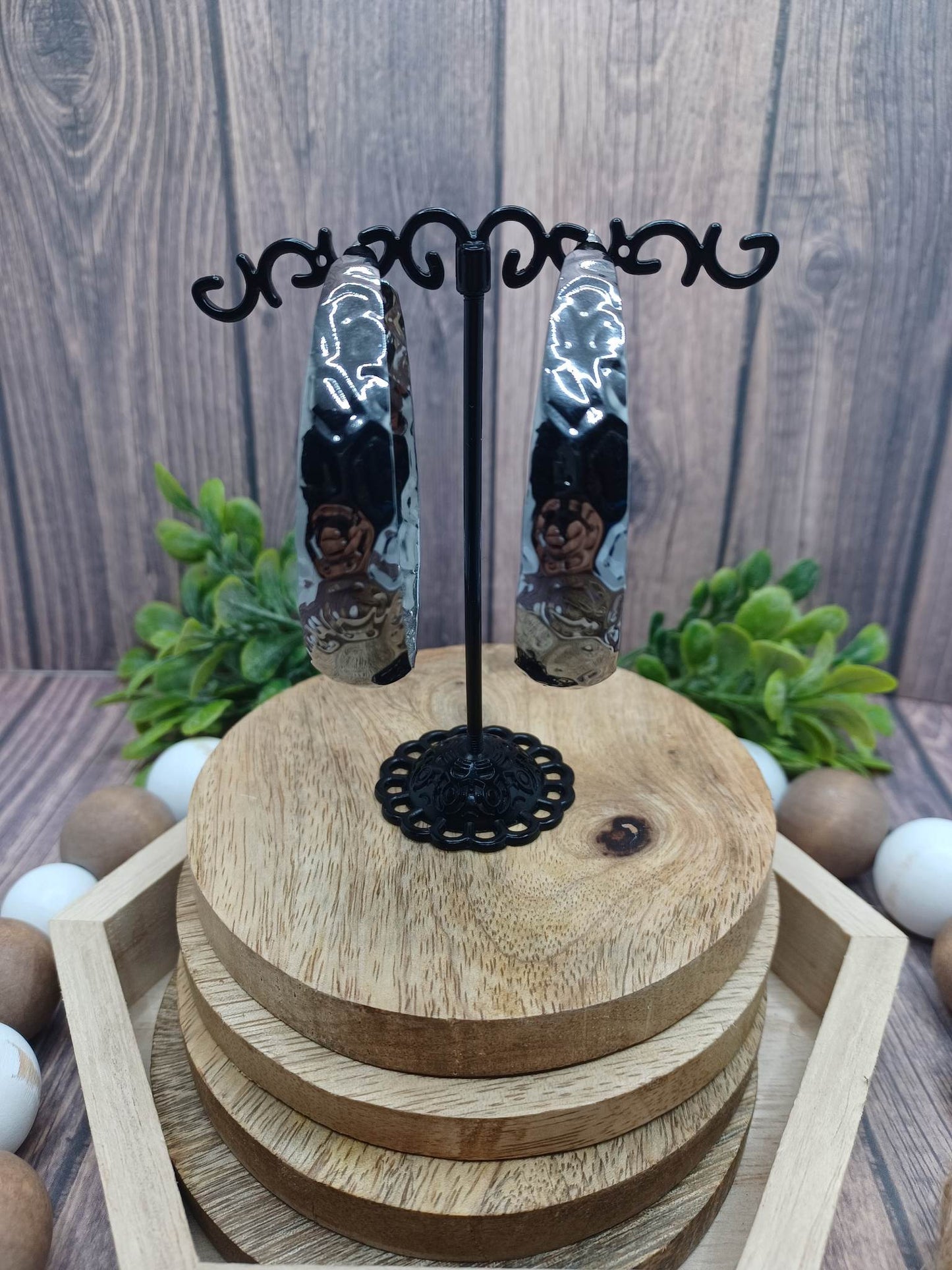 Textured & Rounded Gunmetal Earrings