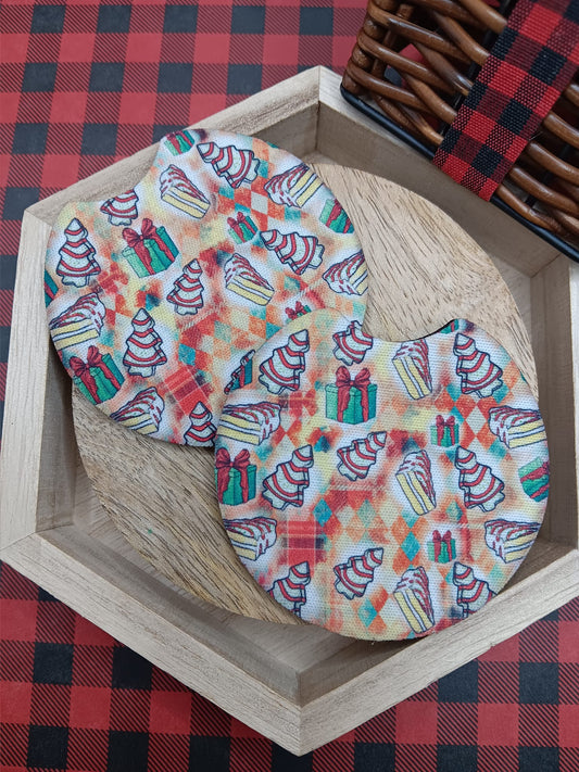 Christmas Tree Cake Car Coaster Set