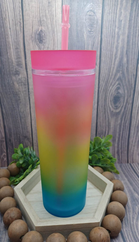 Ombre Multicolored Tumbler w/ Straw - 20oz