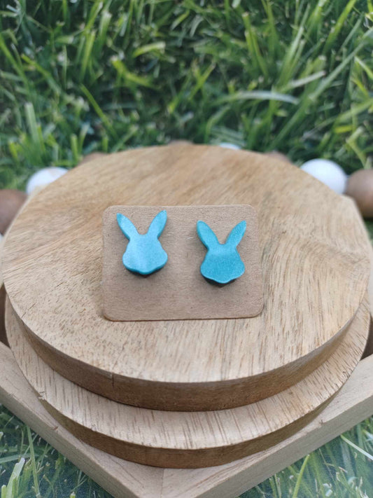 Blue Marbled Bunny Earrings