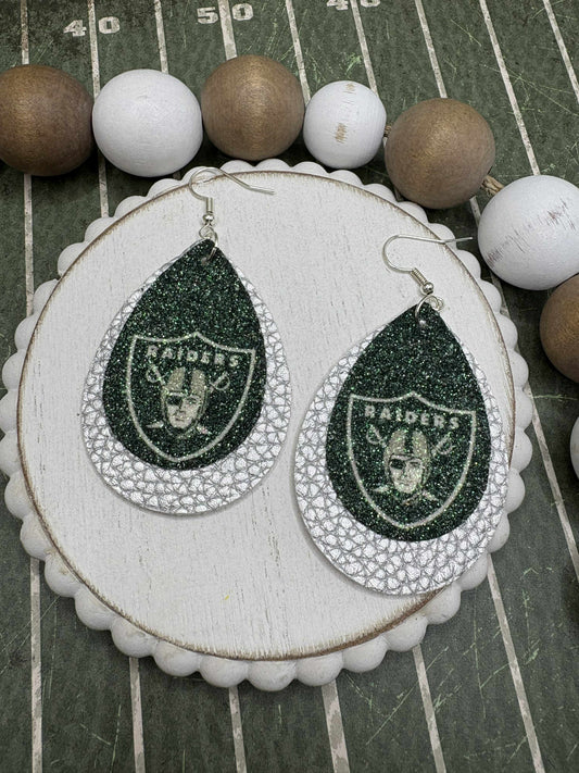 Grey Chrome & Black East Paulding Raiders Earrings