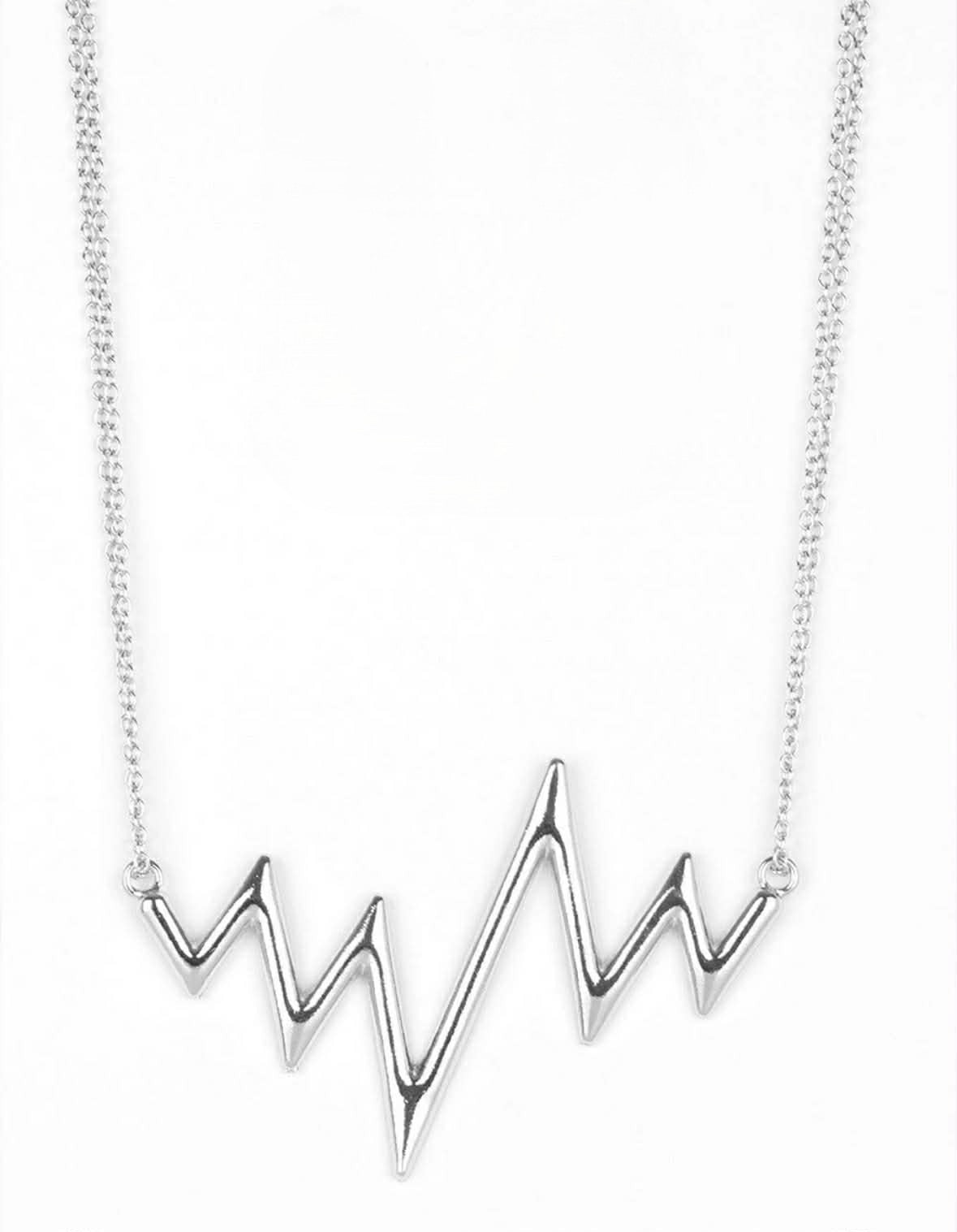 Silver Heartbeat Style Necklace