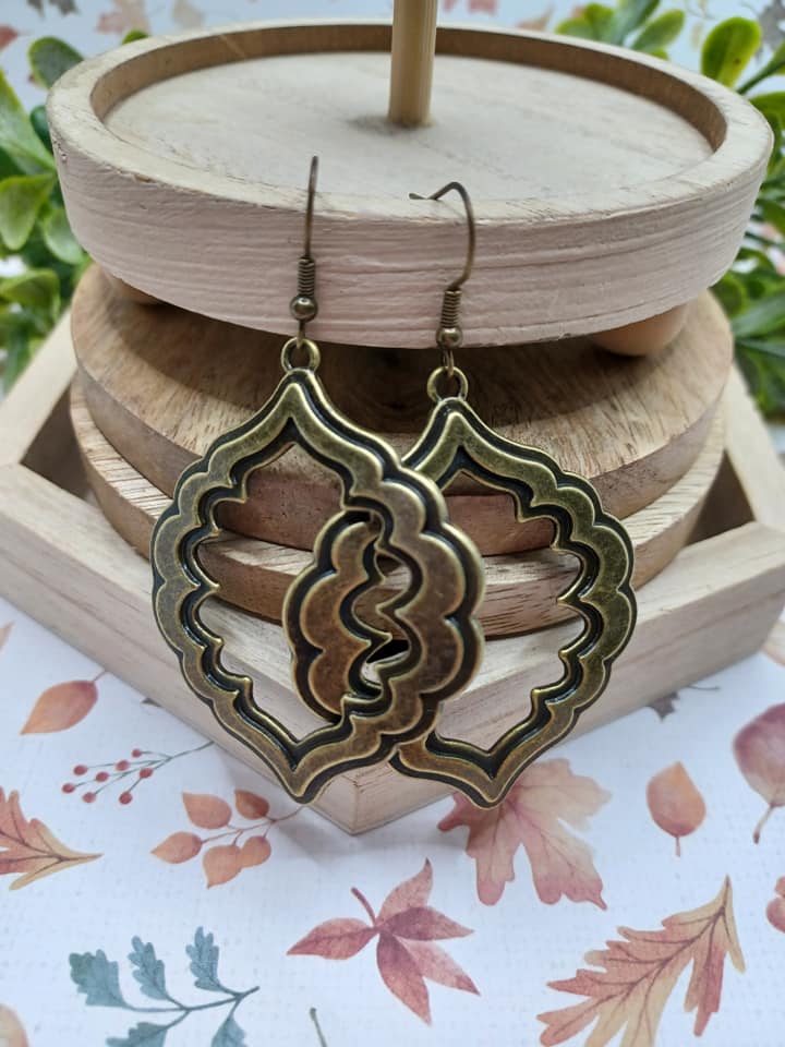 Open Cut Brass Style Earrings