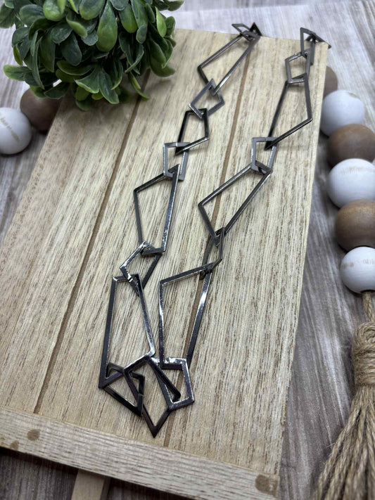 Gunmetal Geometric Style Necklace
