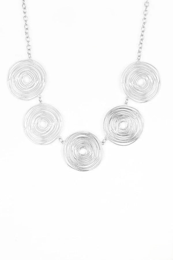 Silver Coil Circles Style Necklace