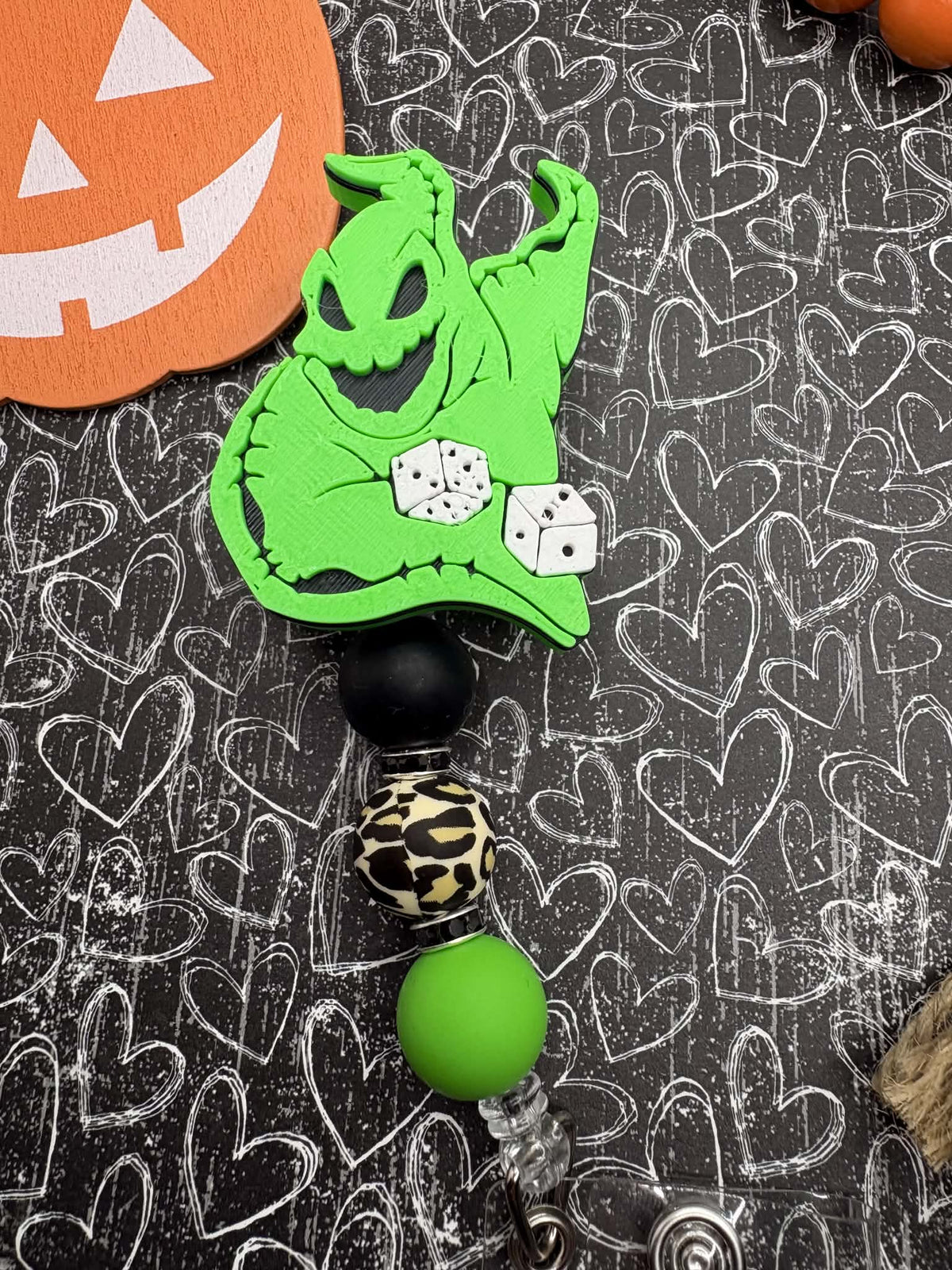 Spooky Themed Beaded Badge Reel