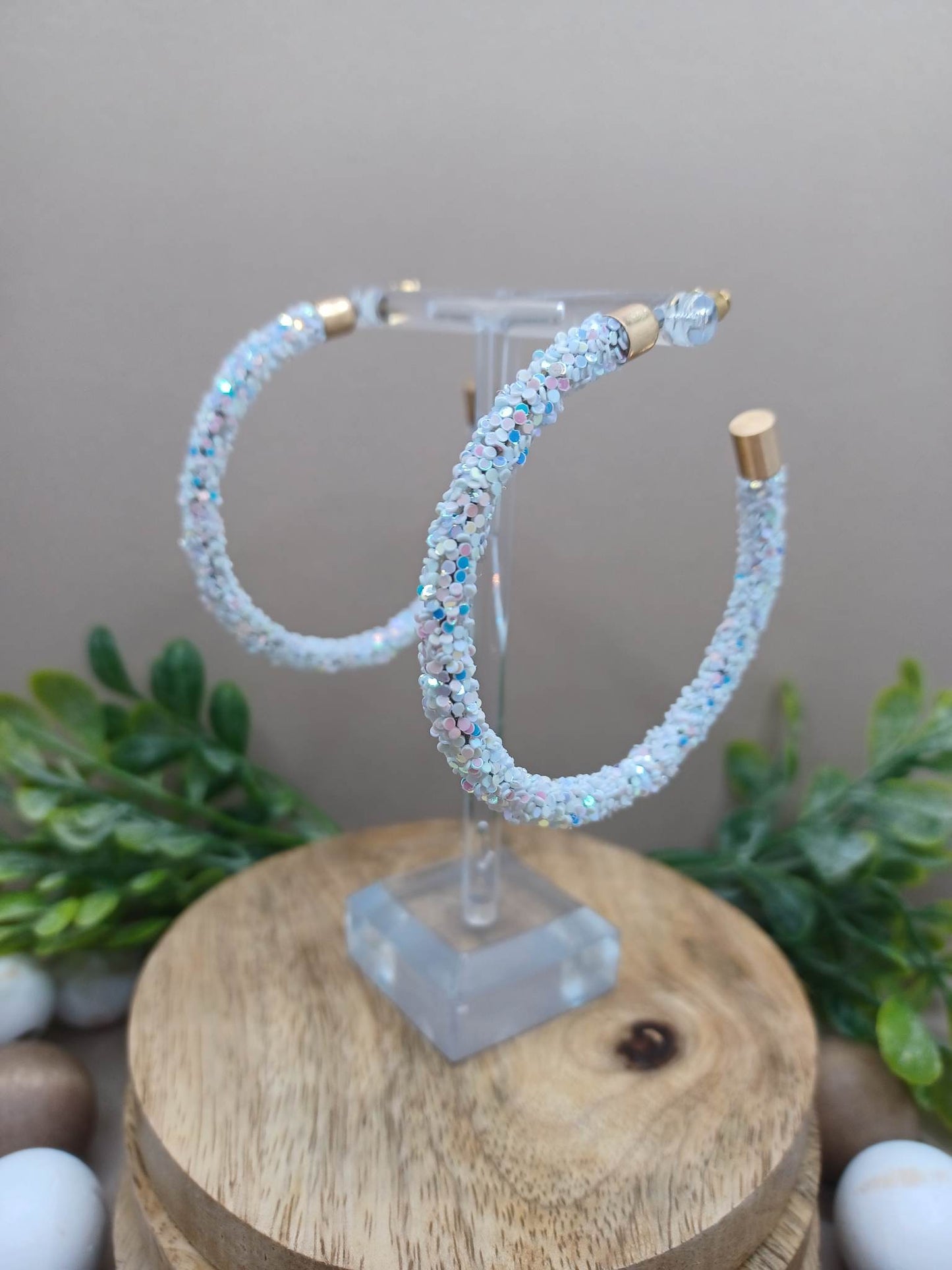 White Druzy Glitter Earrings