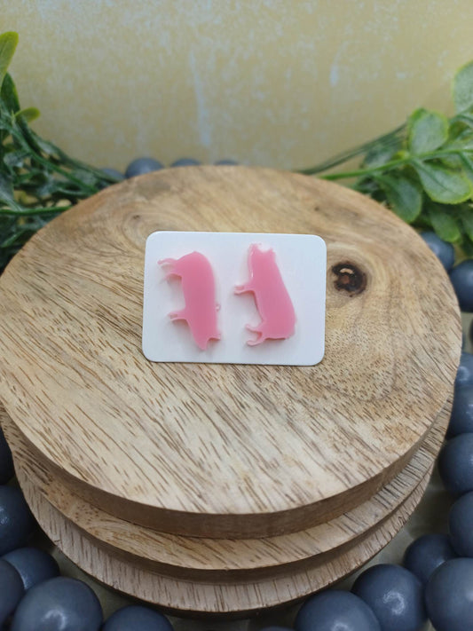 Pink Pig Acrylic Earrings