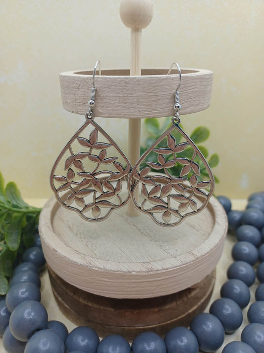 Silver Floral Style Earrings