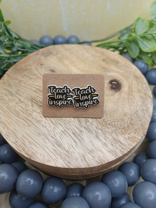Teach, Love, & Inspire Wooden Earrings