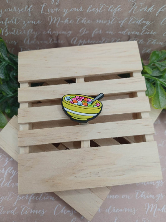Yellow Bowl of Cereal Shoe Charm Accessory