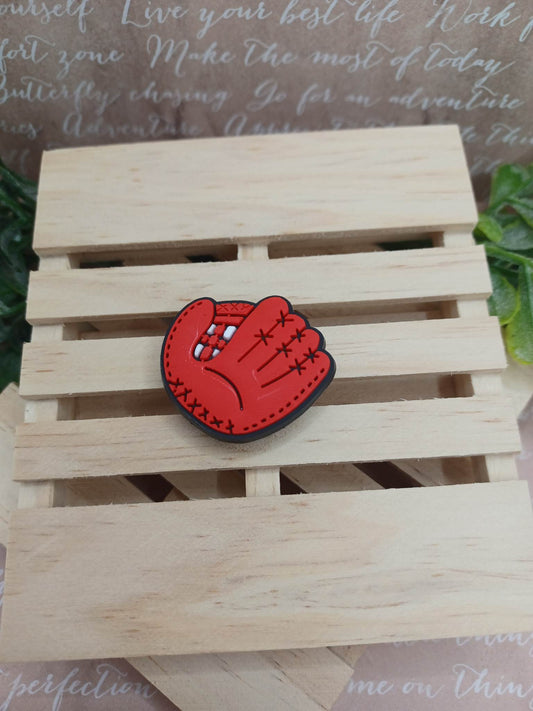 Red Baseball Glove Shoe Charm Accessory