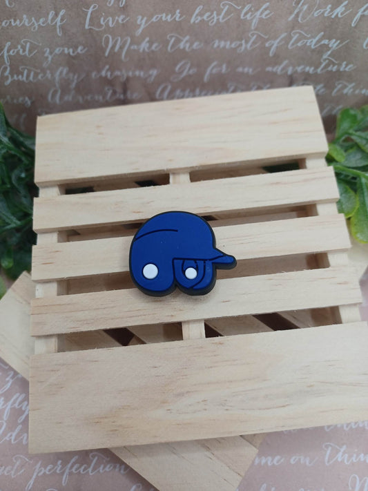 Blue Baseball Helmet Shoe Charm Accessory