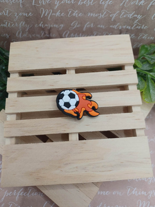 Flaming Soccer Ball Shoe Charm Accessory