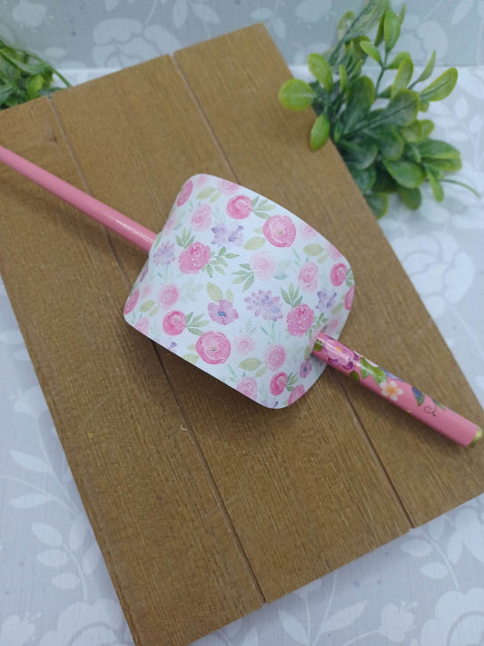 Pink Floral Ponytail Accessory w/ Pink Hair Stick