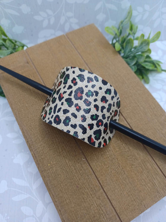 Leopard Ponytail Accessory w/ Black Hair Stick